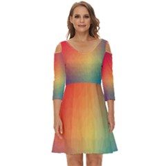 Colorful Rainbow Shoulder Cut Out Zip Up Dress