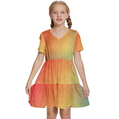 Colorful Rainbow Kids  Short Sleeve Tiered Mini Dress by artworkshop