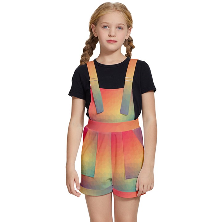 Colorful Rainbow Kids  Short Overalls