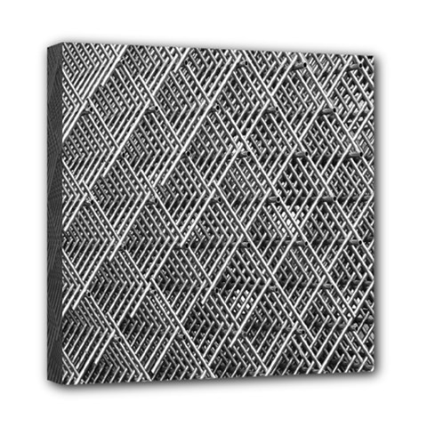 Grid Wire Mesh Stainless Rods Metal Mini Canvas 8  X 8  (stretched) by artworkshop