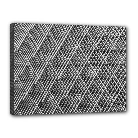 Grid Wire Mesh Stainless Rods Metal Canvas 16  X 12  (stretched) by artworkshop