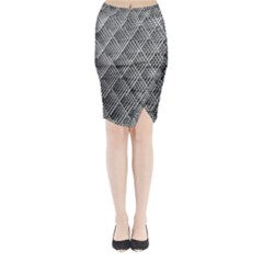 Grid Wire Mesh Stainless Rods Metal Midi Wrap Pencil Skirt by artworkshop