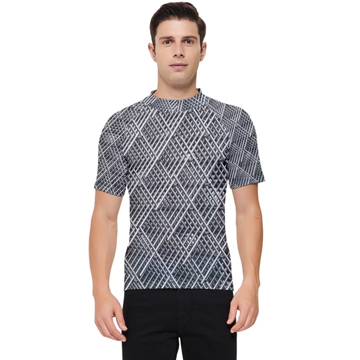 Grid Wire Mesh Stainless Rods Metal Men s Short Sleeve Rash Guard