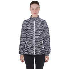 Grid Wire Mesh Stainless Rods Metal Women s High Neck Windbreaker by artworkshop