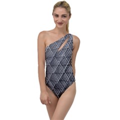 Grid Wire Mesh Stainless Rods Metal To One Side Swimsuit by artworkshop