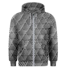 Grid Wire Mesh Stainless Rods Metal Men s Zipper Hoodie by artworkshop