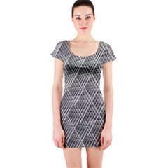 Grid Wire Mesh Stainless Rods Metal Short Sleeve Bodycon Dress by artworkshop