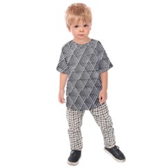 Grid Wire Mesh Stainless Rods Metal Kids  Raglan Tee