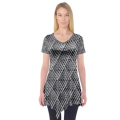 Grid Wire Mesh Stainless Rods Metal Short Sleeve Tunic  by artworkshop