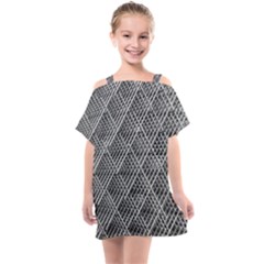 Grid Wire Mesh Stainless Rods Metal Kids  One Piece Chiffon Dress by artworkshop