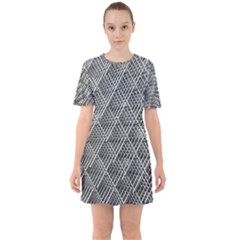 Grid Wire Mesh Stainless Rods Metal Sixties Short Sleeve Mini Dress by artworkshop