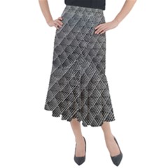 Grid Wire Mesh Stainless Rods Metal Midi Mermaid Skirt by artworkshop