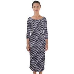 Grid Wire Mesh Stainless Rods Metal Quarter Sleeve Midi Bodycon Dress by artworkshop