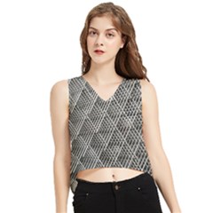 Grid Wire Mesh Stainless Rods Metal V-neck Cropped Tank Top by artworkshop