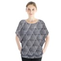 Grid Wire Mesh Stainless Rods Metal Batwing Chiffon Blouse View1