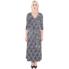 Grid Wire Mesh Stainless Rods Metal Quarter Sleeve Wrap Maxi Dress by artworkshop