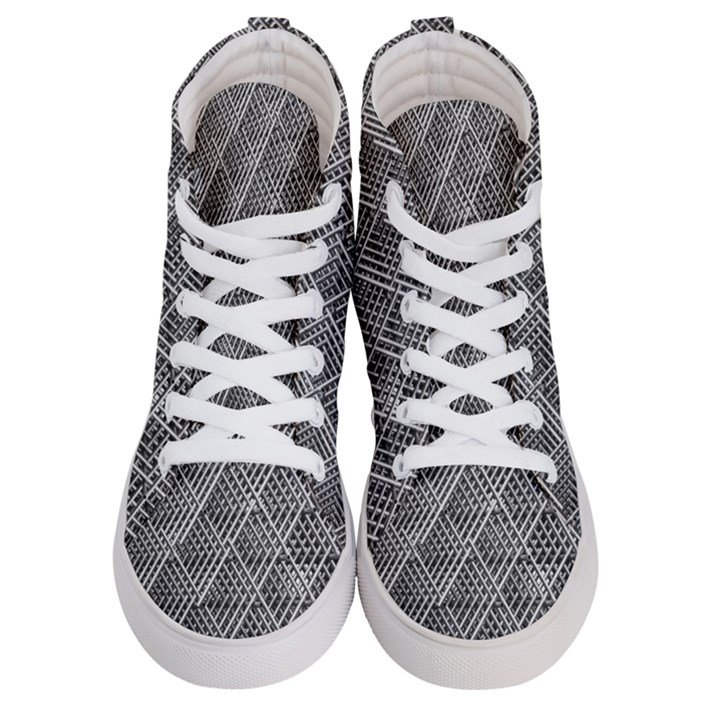 Grid Wire Mesh Stainless Rods Metal Men s Hi-Top Skate Sneakers