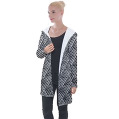 Grid Wire Mesh Stainless Rods Metal Longline Hooded Cardigan by artworkshop