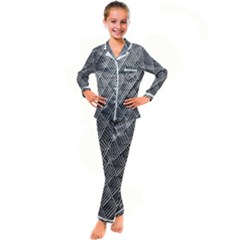 Grid Wire Mesh Stainless Rods Metal Kid s Satin Long Sleeve Pajamas Set by artworkshop