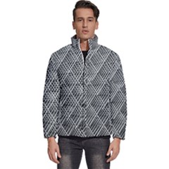 Grid Wire Mesh Stainless Rods Metal Men s Puffer Bubble Jacket Coat