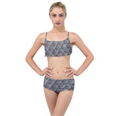 Grid Wire Mesh Stainless Rods Metal Layered Top Bikini Set by artworkshop