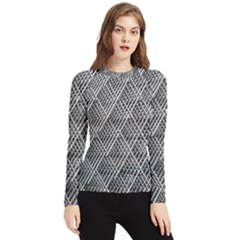 Grid Wire Mesh Stainless Rods Metal Women s Long Sleeve Rash Guard by artworkshop