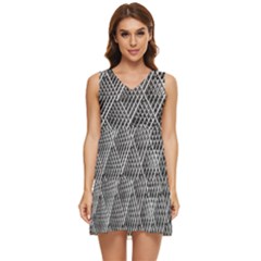 Grid Wire Mesh Stainless Rods Metal Tiered Sleeveless Mini Dress by artworkshop