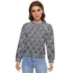 Grid Wire Mesh Stainless Rods Metal Women s Long Sleeve Raglan Tee