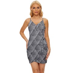 Grid Wire Mesh Stainless Rods Metal Wrap Tie Front Dress by artworkshop