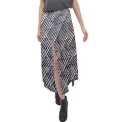 Grid Wire Mesh Stainless Rods Metal Velour Split Maxi Skirt by artworkshop