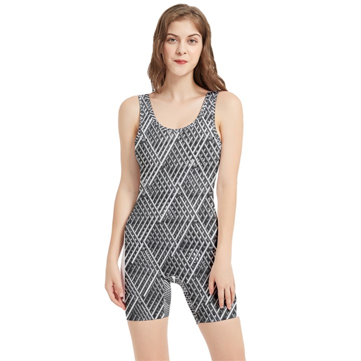 Grid Wire Mesh Stainless Rods Metal Women s Wrestling Singlet