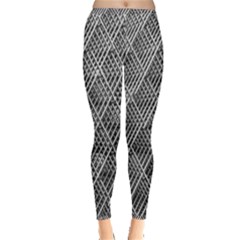 Grid Wire Mesh Stainless Rods Metal Inside Out Leggings by artworkshop