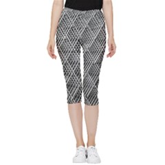 Grid Wire Mesh Stainless Rods Metal Inside Out Lightweight Velour Capri Leggings  by artworkshop