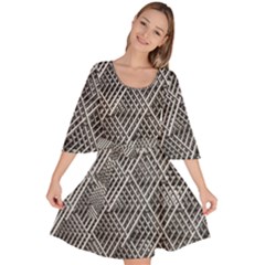 Grid Wire Mesh Stainless Rods Metal Velour Kimono Dress by artworkshop