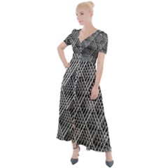 Grid Wire Mesh Stainless Rods Metal Button Up Short Sleeve Maxi Dress by artworkshop