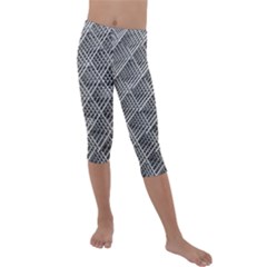 Grid Wire Mesh Stainless Rods Metal Kids  Lightweight Velour Capri Leggings  by artworkshop