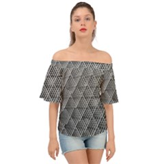 Grid Wire Mesh Stainless Rods Metal Off Shoulder Short Sleeve Top by artworkshop