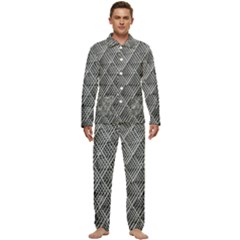 Grid Wire Mesh Stainless Rods Metal Men s Long Sleeve Velvet Pocket Pajamas Set by artworkshop