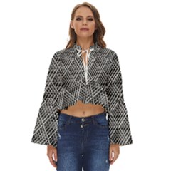 Grid Wire Mesh Stainless Rods Metal Boho Long Bell Sleeve Top by artworkshop