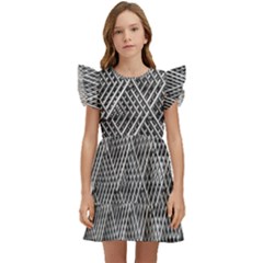 Grid Wire Mesh Stainless Rods Metal Kids  Winged Sleeve Dress