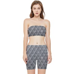 Grid Wire Mesh Stainless Rods Metal Stretch Shorts And Tube Top Set by artworkshop