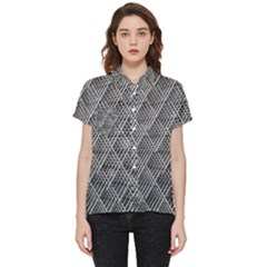 Grid Wire Mesh Stainless Rods Metal Short Sleeve Pocket Shirt by artworkshop