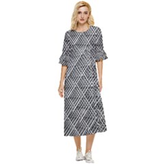 Grid Wire Mesh Stainless Rods Metal Double Cuff Midi Dress by artworkshop