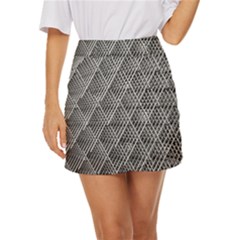 Grid Wire Mesh Stainless Rods Metal Mini Front Wrap Skirt by artworkshop