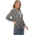 Grid Wire Mesh Stainless Rods Metal Zip Up Long Sleeve Blouse View3