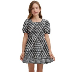 Grid Wire Mesh Stainless Rods Metal Kids  Short Sleeve Dolly Dress by artworkshop