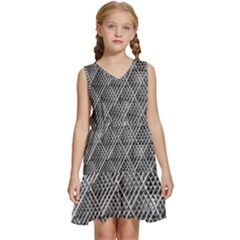 Grid Wire Mesh Stainless Rods Metal Kids  Sleeveless Tiered Mini Dress