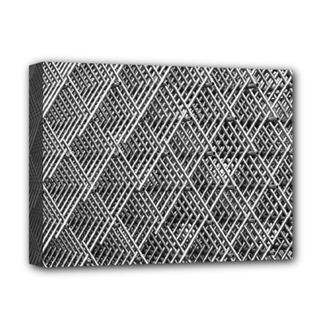 Grid Wire Mesh Stainless Rods Metal Deluxe Canvas 16  X 12  (stretched)  by artworkshop