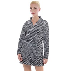 Grid Wire Mesh Stainless Rods Metal Women s Long Sleeve Casual Dress by artworkshop