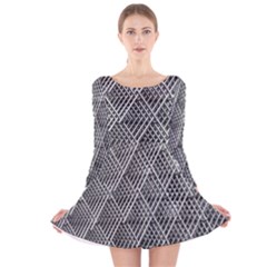 Grid Wire Mesh Stainless Rods Metal Long Sleeve Velvet Skater Dress by artworkshop